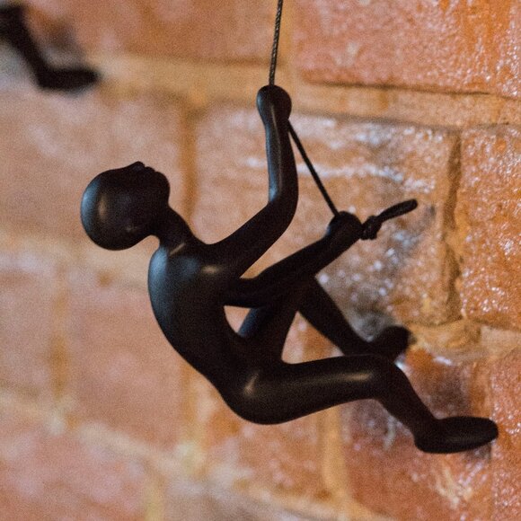 Climbing Man Home Decor Classic Wall-Art Sculpture | 3-Piece | Black - Picture 3 of 5